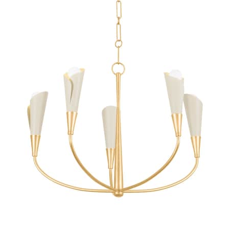 Hudson Valley Lighting Montrose 5 Light Chandelier 30 In. Vintage Gold Leaf/Soft Sand 3155-VGL/SSD