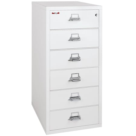 Fireking 6 Drawer, 1 Hr Fire, Vertical, 25" wide for Card Check & Notes Arctic White 6-2552-CAW