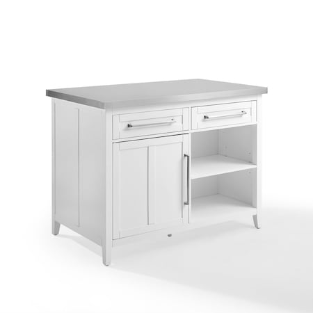Crosley Silvia Stainless Steel Top Kitchen Island KF30080SS-WH