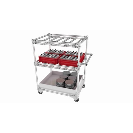 Trilogiq 3-Level Closed Tubular Cart Including 1 Compartment Level And Horizontal Hand Bar. 32A-2