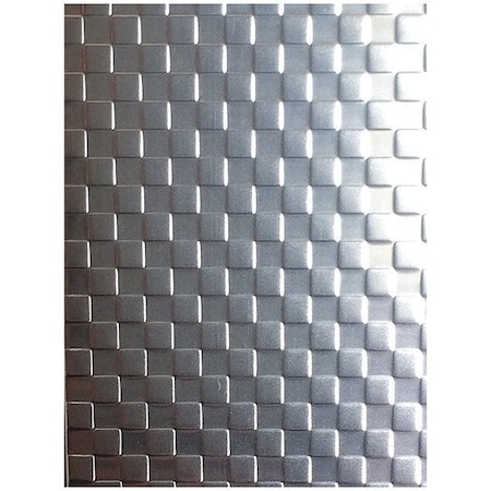 Zoro Select Silver SS Sheet, 48 in Overall W Squares 304BA-22Gx48x120