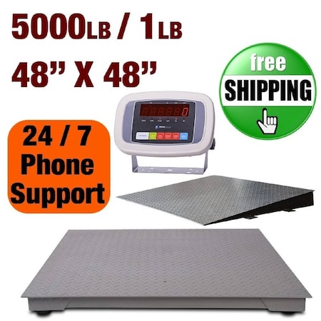 Prime Systems New Prime Scale Series 5000x1lb Floor Scale 48x48w PS-IN108 Indicator and Ramp PS-5000F+108+Ramp-Ebay