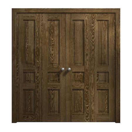 Sartodoors Sliding Closet Double Bi-fold Doors 96 x 96 inches, Ego 5012 Marble Oak, Sturdy Tracks Moldings Tr EGO5012DBF-DMR-96x96 (4* 24x96)