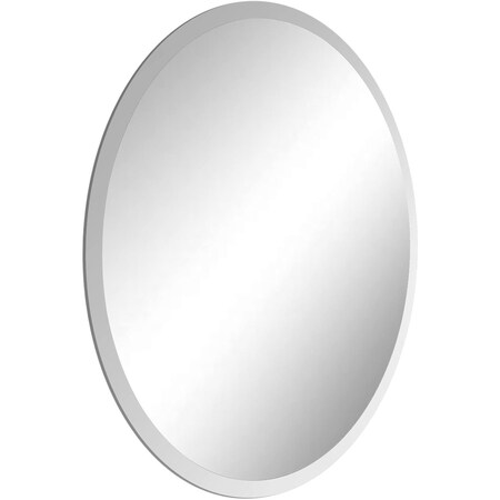 Fab Glass And Mirror 1in Beveled Edge Oval Mirror with Safety Backing - Frameless Wall Mounted Mirror with Hooks for PP-6N5Y-NIY1