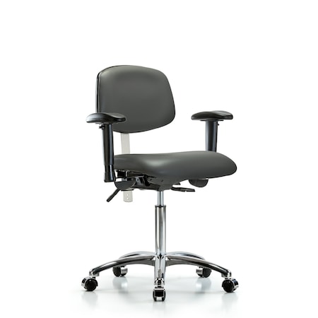 Blue Ridge Ergonomics Vinyl Clean Room Chair, Adjustable Arms BR-NCR-VMBCH-CR-T1-A1-NF-CC-8823