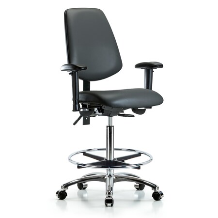 Blue Ridge Ergonomics Vinyl Chair, Vinyl, Adjustable Arms BR-VHBCH-MB-CR-T0-A1-CF-CC-8823