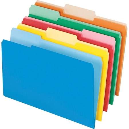 Pendaflex 1/3 Tab Cut Legal Recycled Top Tab File Folder - 8 1/2in x 14in - Assorted - Acid-free - 10%, 100PK 435013ASST