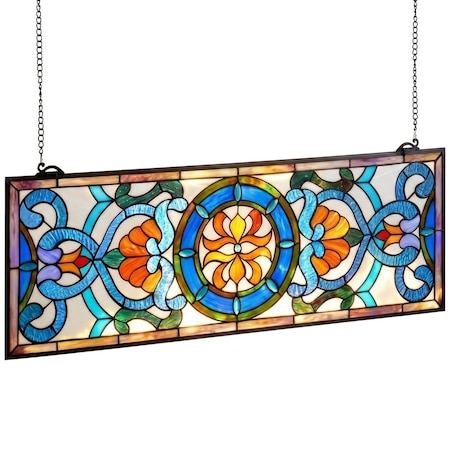 Vevor Stained Glass Window Panel Tiffany Style Hanging Window Panel 35.1"x12.9" NC-SG08