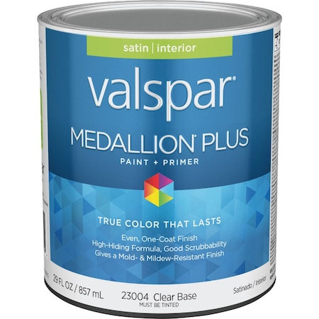Valspar Medallion Plus Premium Paint & Primer Satin Interior Paint Clear Base 1 Qt. 028.0023004.005