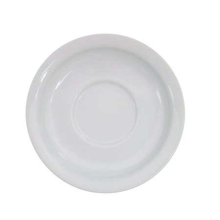 Cac Foodservice CAC China Clinton Narrow Rim 5-5/8-Inch Super White Porcelain Saucer, Box of 36, 36PK NCN-2