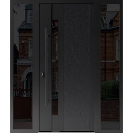 Vdomdoors Steel Door Dekton 0163 Ardesia Nero 2 Side Exterior Windows Sidelites/ Entry Door Painted W14+36+14 DEKTON0163EXD-ARD-W14+36+14xH80-RH-I