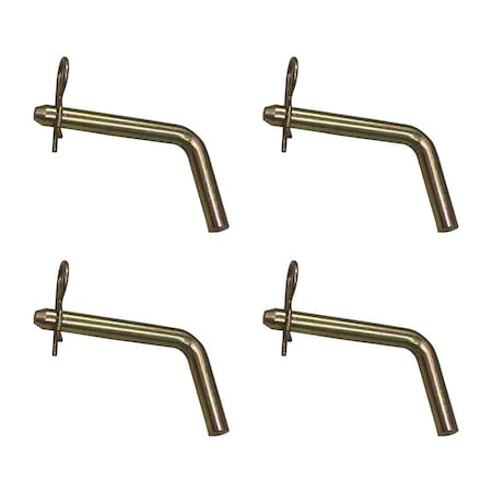 Mytee Products AgraLink Bent Trailer Hitch Pins & Clip w/Grooved Head, 5/8in Diameter, 2 1/2in Receiver, 4PK BHP-71411x4