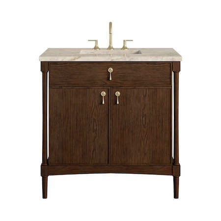 James Martin Vanities Kinnsden 36" Single Vanity, Sable Oak w/ 3 CM Tajnar Eclos Top D680-V36-SBK-3TJR