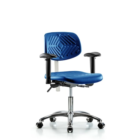 Blue Ridge Ergonomics Clean Room Chair, Adjustable Arms BR-NCR-PDHCH-CR-T0-A1-CC-BLU