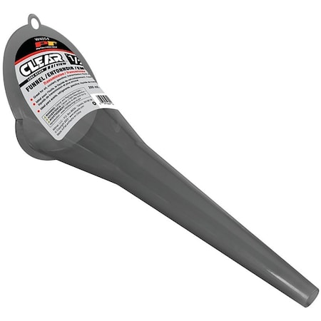Performance Tool Clear View Series Long Reach Funnel, 0.5 pt Capacity, Polypropylene, Clear W4054