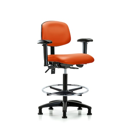 Blue Ridge Ergonomics Chair, Fab, Med Bench, Tilt BF Glides, Nav, 6-Way Adjustable, 26" to 35" Height, Orange Kist BR-VHBCH-RG-T0-A1-CF-RG-8613