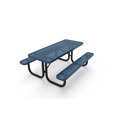 Mytcoat 6ft Rectangular Portable Outdoor Table, Light Blue, Seats 6, Punched Steel, Textured Coating 804065