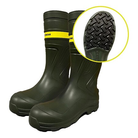 Heartland Footwear Men's EVAir Rubber Boot, Composite Toe, 15 in Height, Green, 12 83021-12