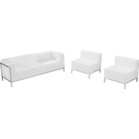 Flash Furniture HERCULES Imagination Series Melrose White LeatherSoft Sofa & Chair Set with Ganging Clips ZB-IMAG-SET13-WH-GG