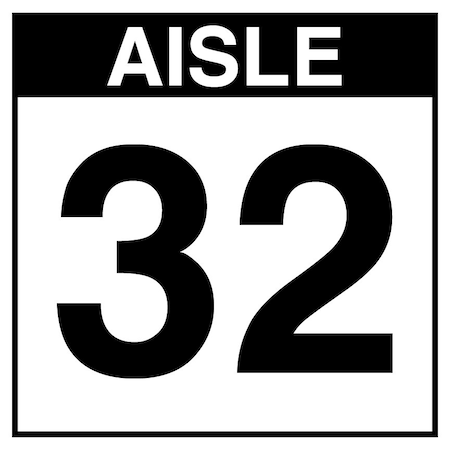 5S Supplies Warehouse Aisle 32 Sign - 8in x 8in - SINGLE - BRKT - PVC AISLE32-8X8-SINGLE-BRKT