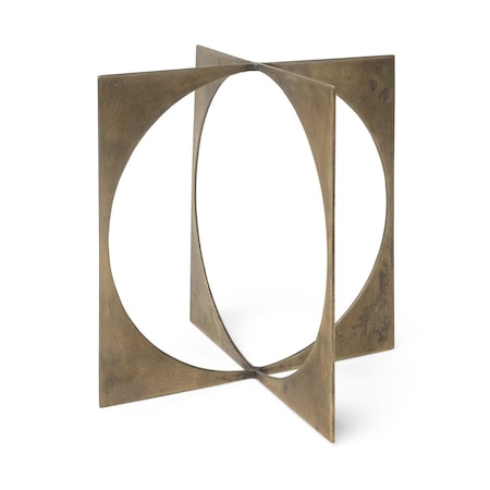 Homeroots 10" Burnished Gold Metal Circle Square Sculpture 392504