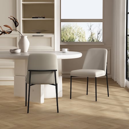 Manhattan Comfort Loft Metal Vegan Leather Side Chair in Stone Gray - Set of 2 DC1533-1