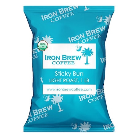 Iron Brew Coffee, Sticky Bun, Bag, Caffeinated, Ground, 1.1 lb OSB1G