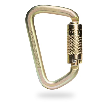 Malta Dynamics Carabiner, Twist Self-Locking, Pear, 5.5 in Length, .84 in Gate Opening, Zinc Plated Alloy Steel C1000