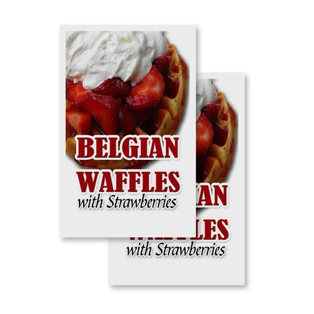 Signmission Belgian Waffle With Strawberries, Vinyl Decals Only 24 Inch x 36 Inch, Vinyl Decal, 2PK DSB-2436-2PACK-BelgianWaffleWithStrawber