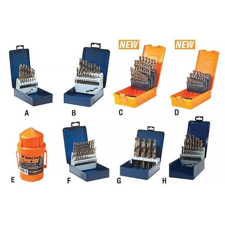 Walter Surface Technologies Walter SST+ 118 Deg Point Cobalt Drill Bit Set, 1/16" - 1/2" (by 64ths) 01E178