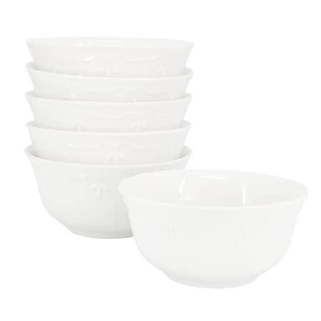Elama Henryi 6 Piece 6.1 Inch Porcelain Bowl Set in White ELM-HENRYI-BOWL