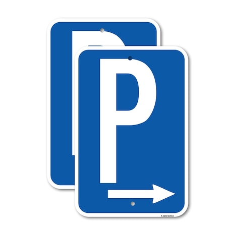 Signmission P Symbol With Right Arrow, 18'' X 24'' 2 Signs, Heavy Gauge Aluminum, 2PK A-1824-2PACK-23511