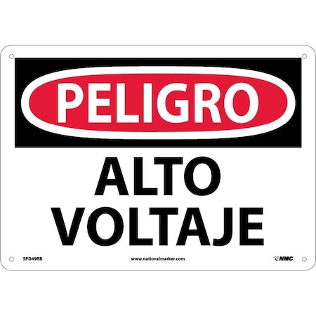 Nmc Danger High Voltage Sign - Spanish, SPD49RB SPD49RB