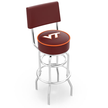 Holland Bar Stool Co 30" Chrome 2-Ring Virginia Tech Swivel Bar Stool, Back L7C430VATech