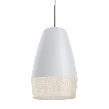 Besa Lighting Besa Abu 12 Pendant, White/Glitter, Satin Nickel Finish, 1x 60W MAX E26 Base 1JT-ABU12WH-SN