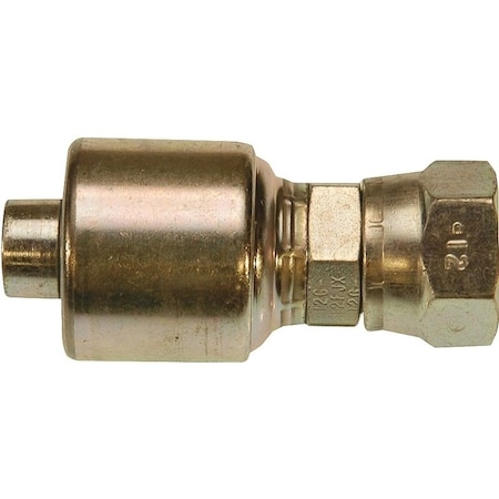 Gates MegaCrimp G25170-0808 Hose Coupling, 3/4-16, Crimp x JIC, Straight Angle, Steel, Zinc G251700808