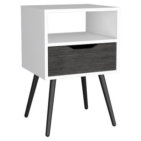 Homeroots 25" Gray Wood One Drawer Nightstand 543656