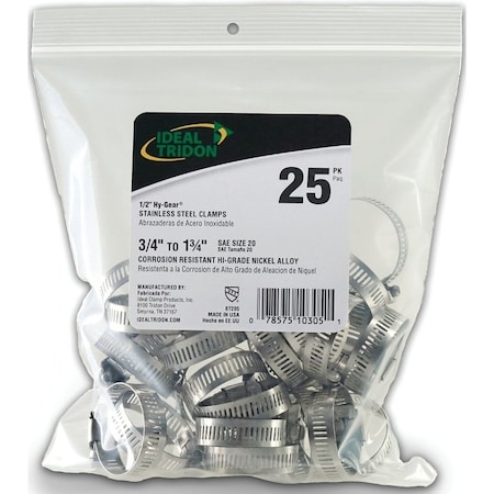 Ideal Tridon HyGear 676 Series Worm Gear Hose Clamp, Stainless Steel 6720550