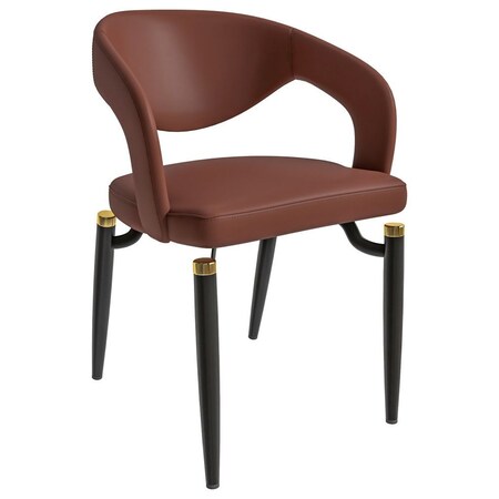 Leisuremod Entice Modern Leather Dining Chair with Iron Legs Open-Back Design in Brown EC60BR