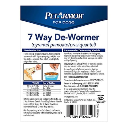 Sergeants Pet Care Products PetArmor 7 Way De-Wormer Dog, Large, 2PK 183120