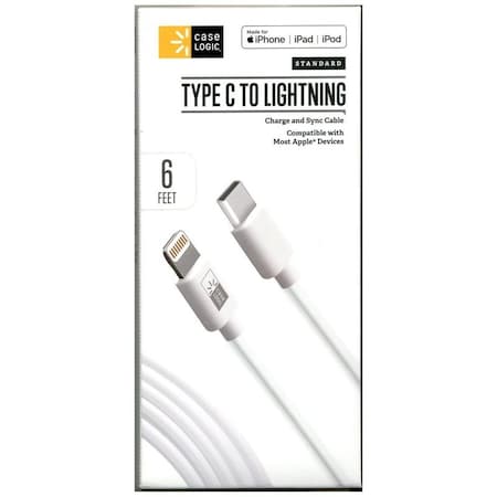 Case Logic Type C USB to Lightning Cable for Charging and Sync 6-Foot length CLLPCA123WT