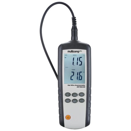 Multicomp Pro Anemometer, Hot Wire and Thermal, 0.1m/s to 25m/s, 0 - DegreeC to 50 - DegreeC, 0% to 80% MP780109