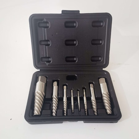Gcm Precision Tools Screw Extractor Set, 8pcs, Carbon Steel, Hard Case, #1-#8 802942