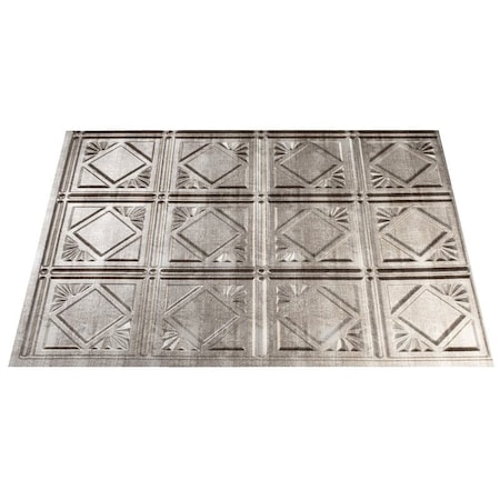Fasade Backsplash Panel, 24 in L, 18 in W, Thermoplastic, Silver D6121