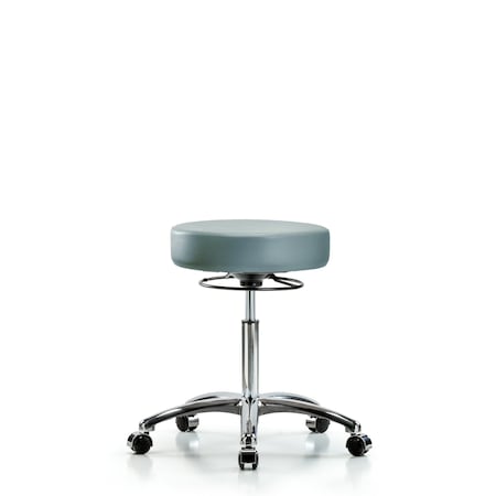 Blue Ridge Ergonomics Vinyl Stool, Chrome, Med Bench, Casters, Storm BR-VMBSO-CR-NF-CC-8822