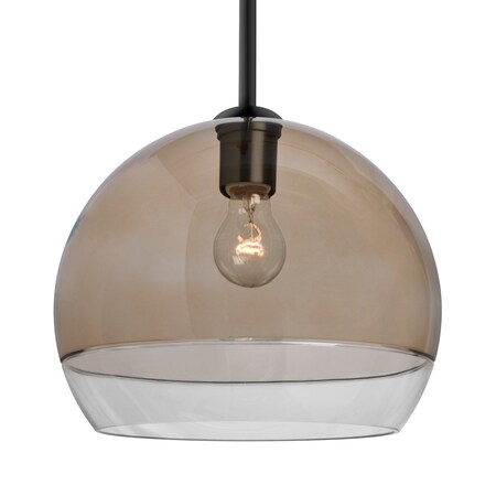 Besa Lighting Besa Ally 12 Stem Pendant, Smoke/Clear, Black Finish, 1x 60W MAX E26 Base 1TT-ALLY12SM-BK