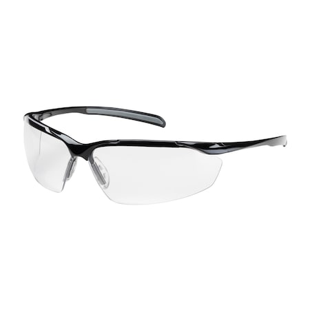 Bouton Optical Semi-Rimless Safety Glasses w/Gloss Black Frame, Clear Lens and Anti-Scratch/Anti-Reflective Coating 250-33-0010