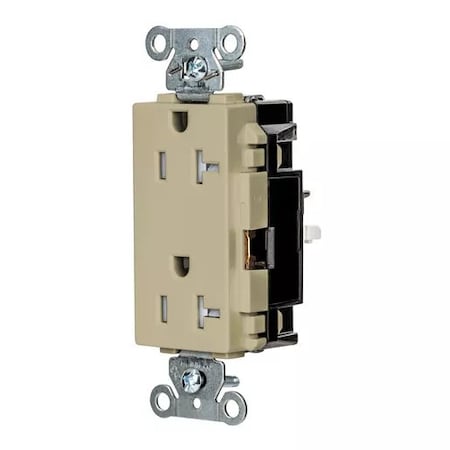 Hubbell Wiring Device-Kellems Straight Blade Receptacle, 5-20R, 20 A, 125V AC, 2 Pole, 3 Wire, Surface Mount, Grounded HBL2162STITR