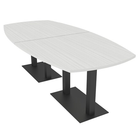 Skutchi Designs Arc Boat Conference Table, 45 in W, 96 in L, White HAR-ABOT-48x96-DOU.BK-WA7976