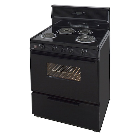 Premier Electric Range, 30 inW x 46 inH x 26 inD, 3.91 cu. ft. Oven, Windowed Oven Door, Coil Top, Black 805720